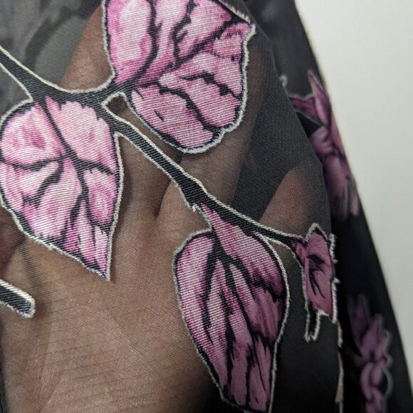 Vintage Victoria's Secret | Satin Leaf Applique Sheer Robe - Picture 7 of 7